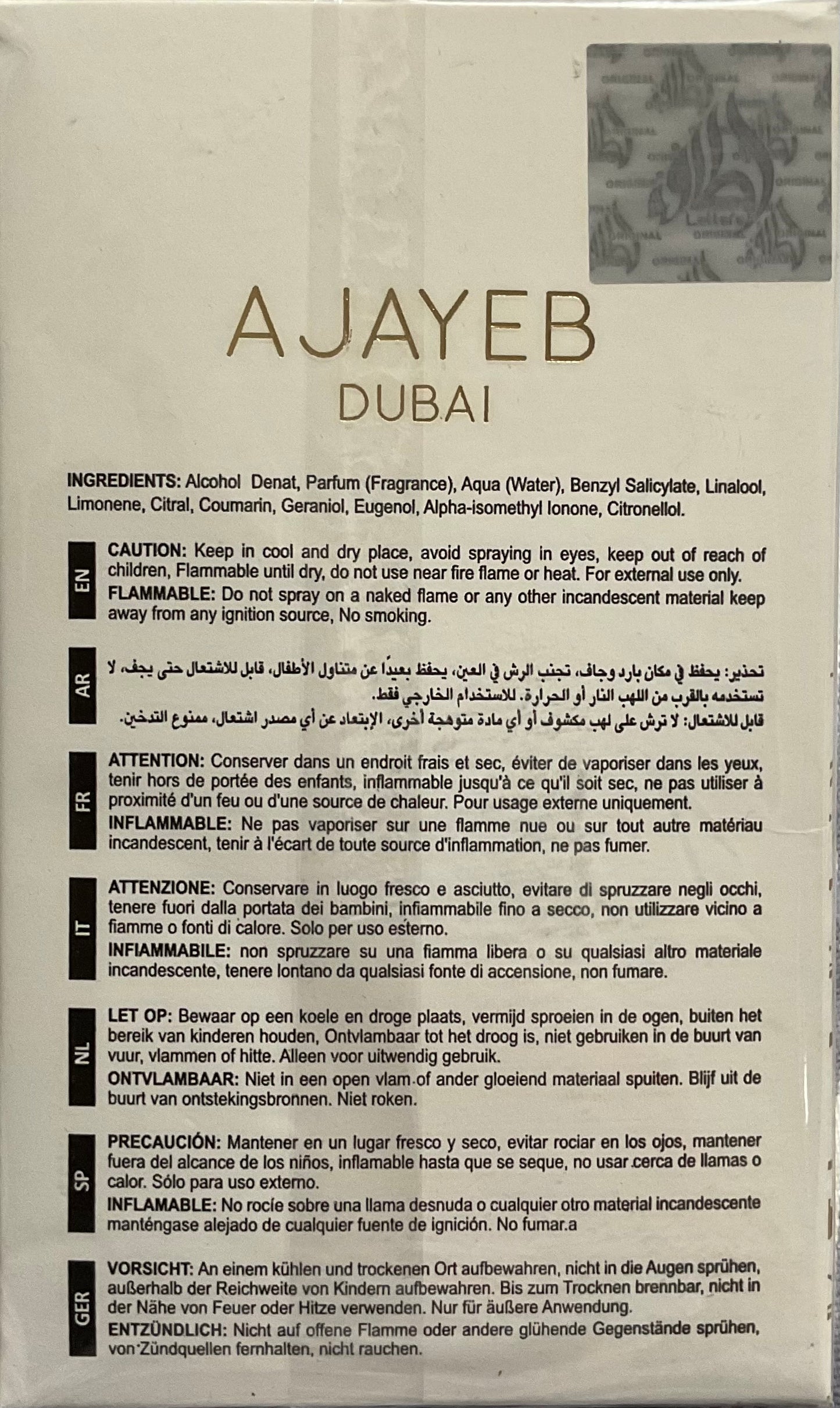 Ajayeb Dubai Lattafa Eau de Parfum 3.4oz Made in UAE