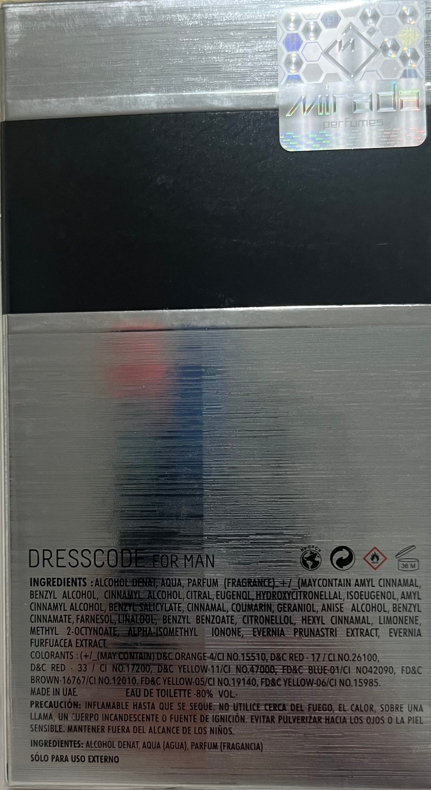 Dresscode Pour Homme Mirada Eau de Parfum 2.8oz Made in UAE