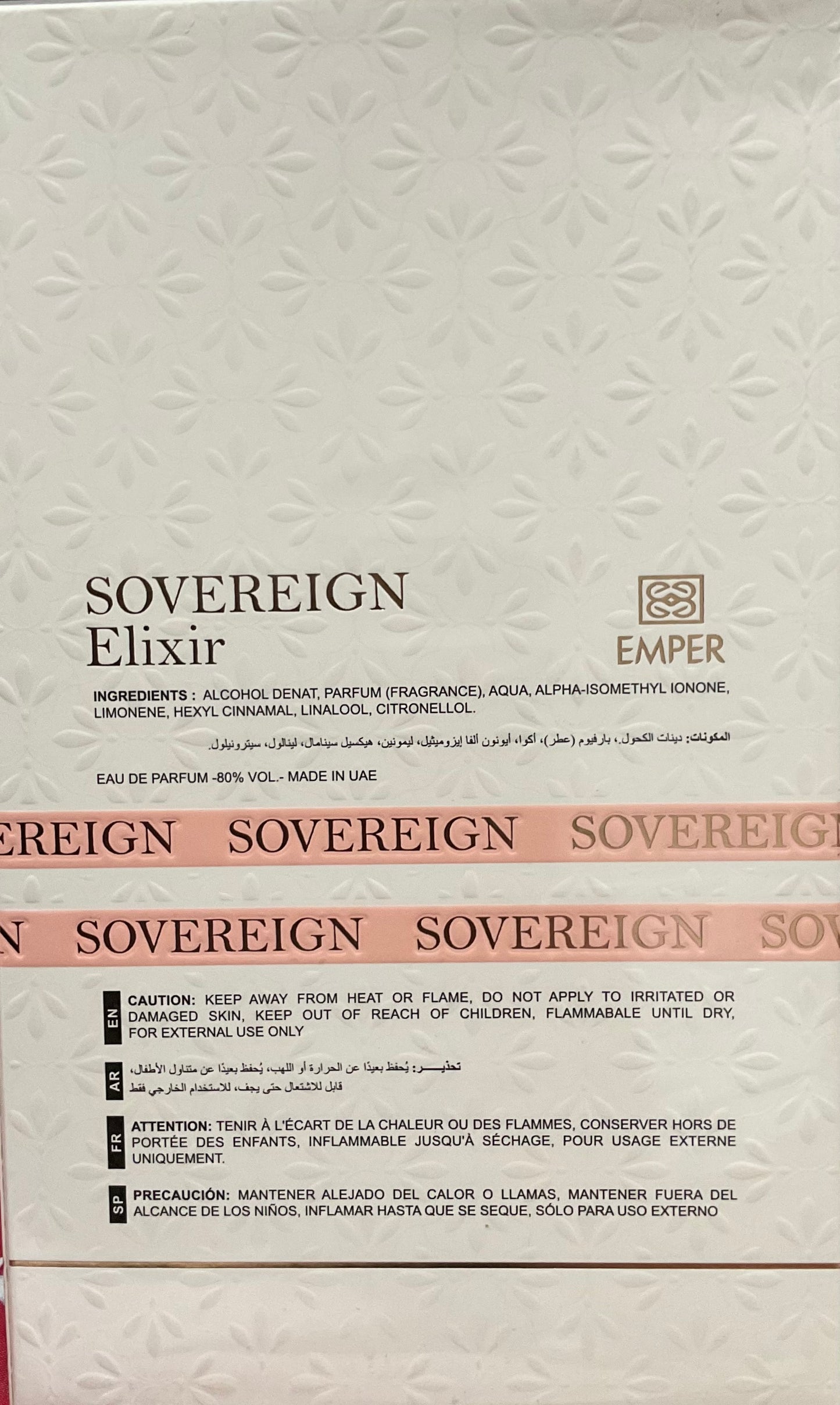 Elixir Sovereign Emper Eau de Parfum 3.4oz Made in UAE