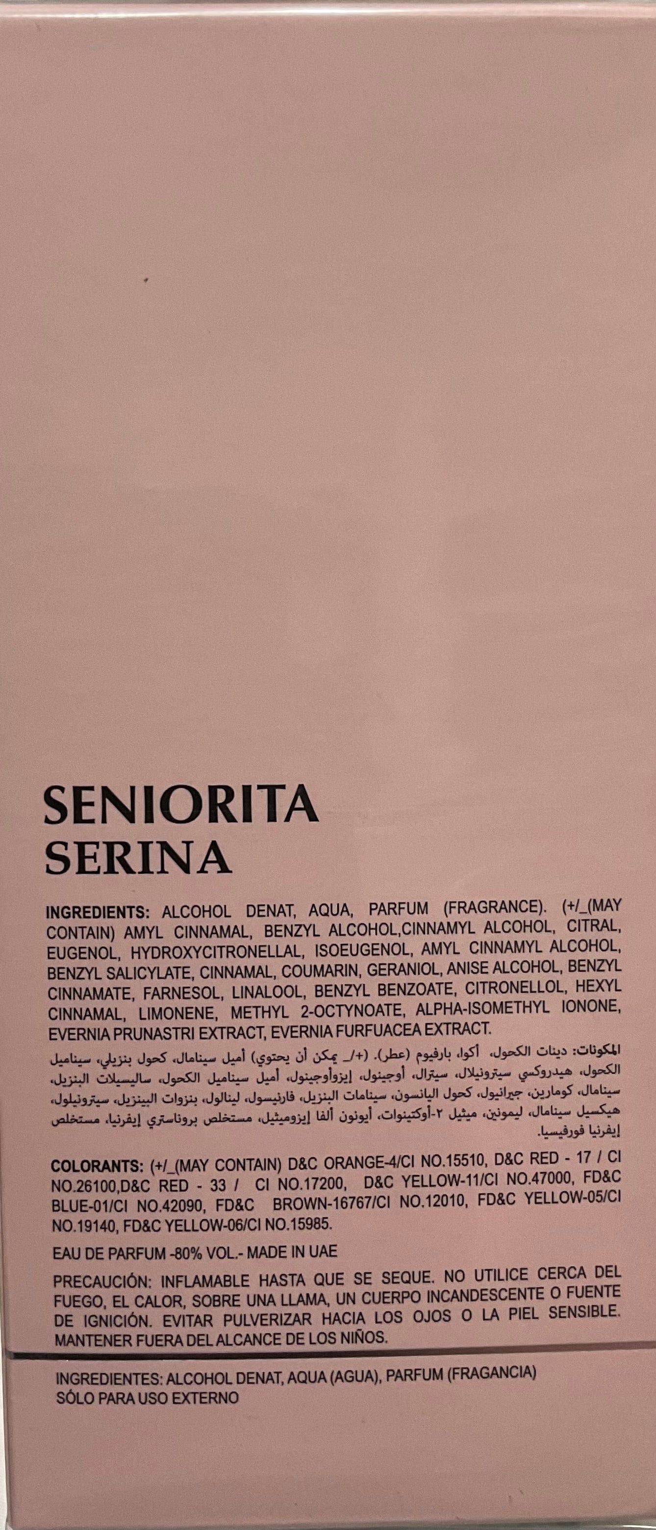 Seniorita Serina Camara Eau de Parfum 3.4oz Made in UAE