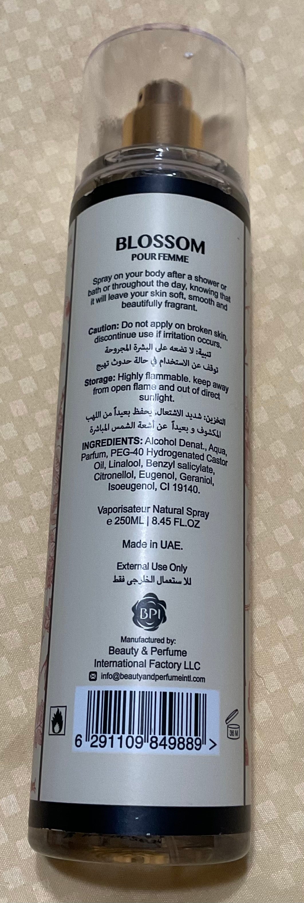 Blossom Pour Femme Camara Fragance Mist 8.45oz Made in UAE