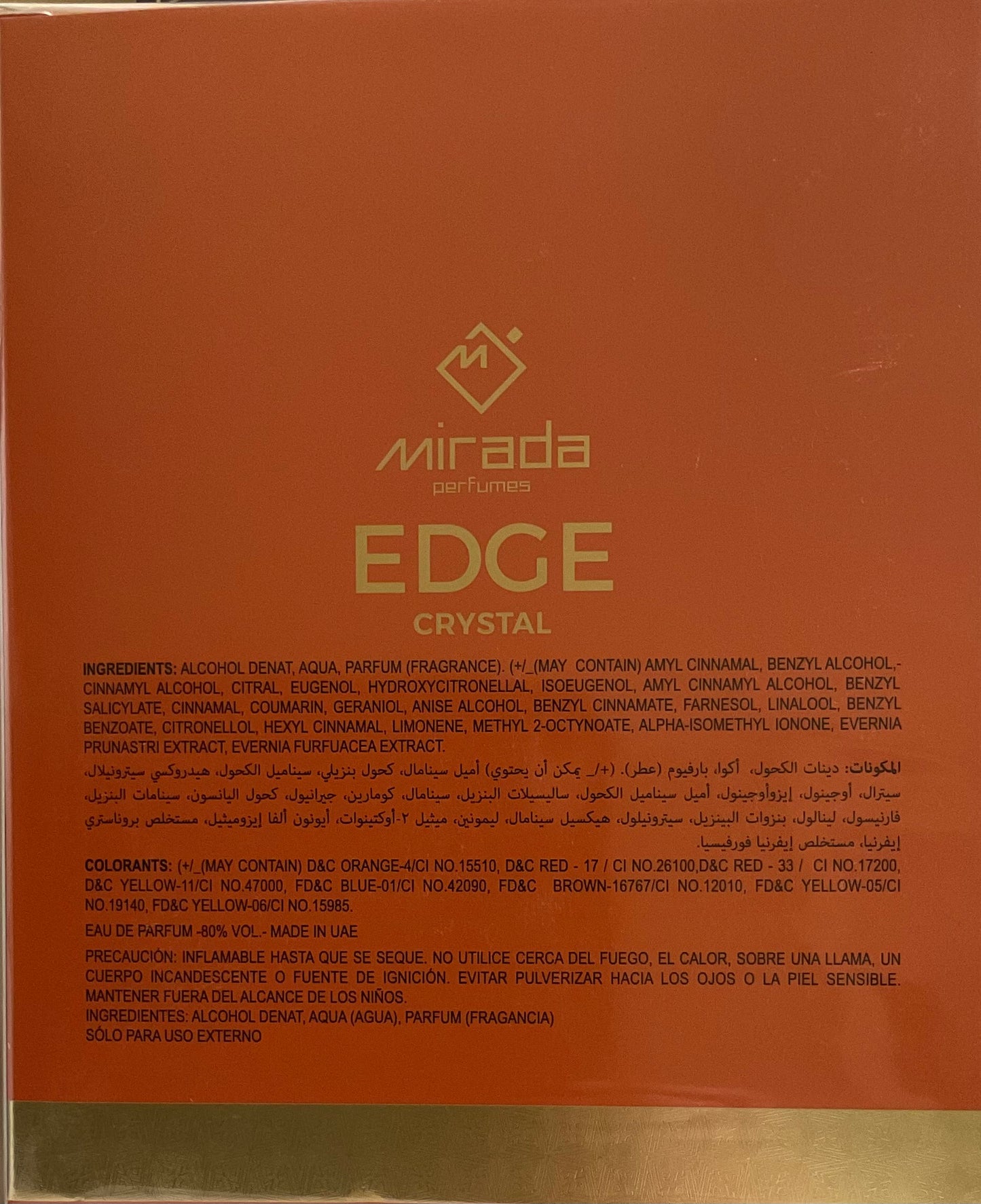 Crystal Edge Mirada Eau de Parfum 3.4oz Made in UAE