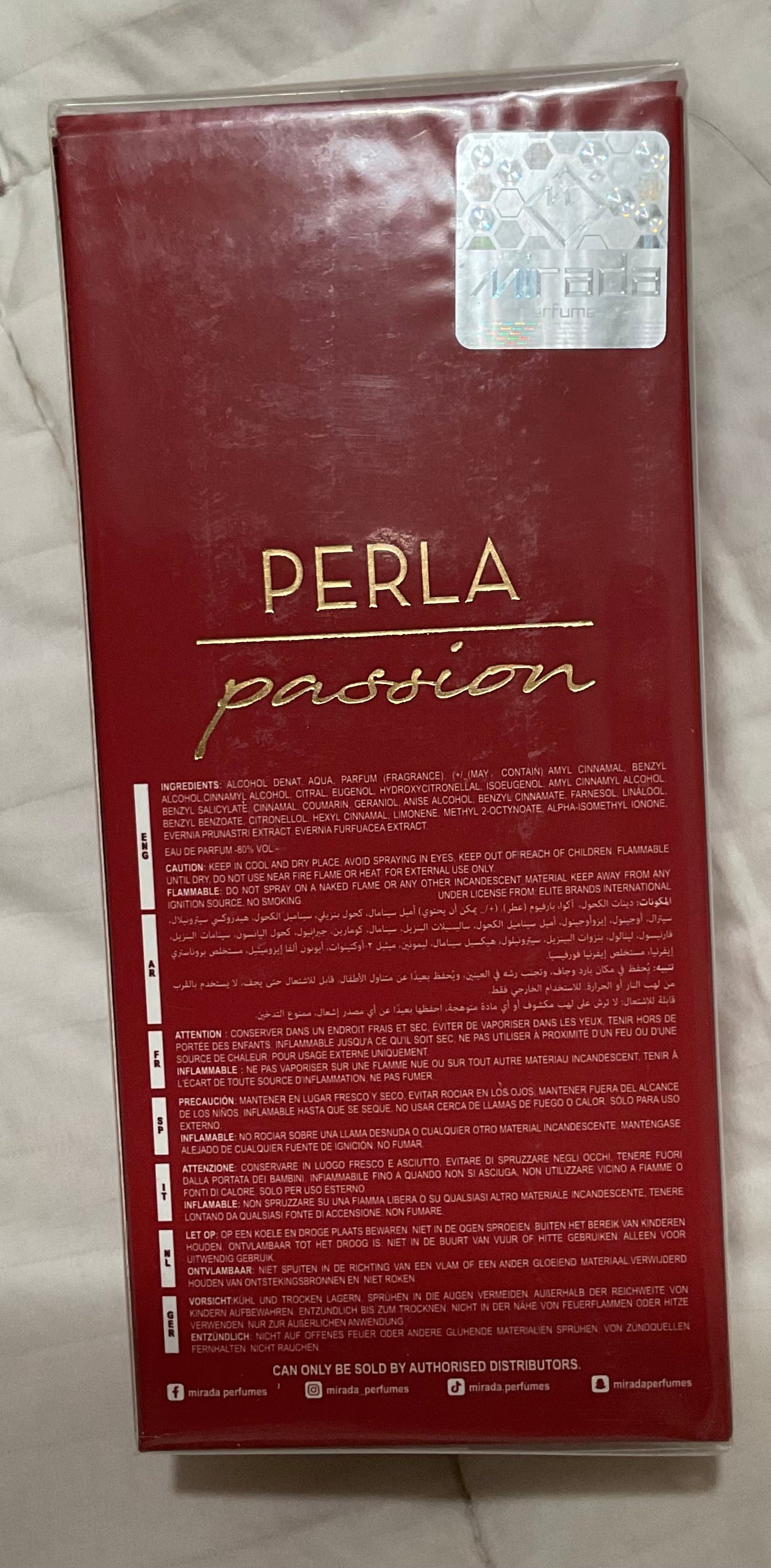 Perla Passion Mirada Eau de Parfum 3.4oz Made in UAE