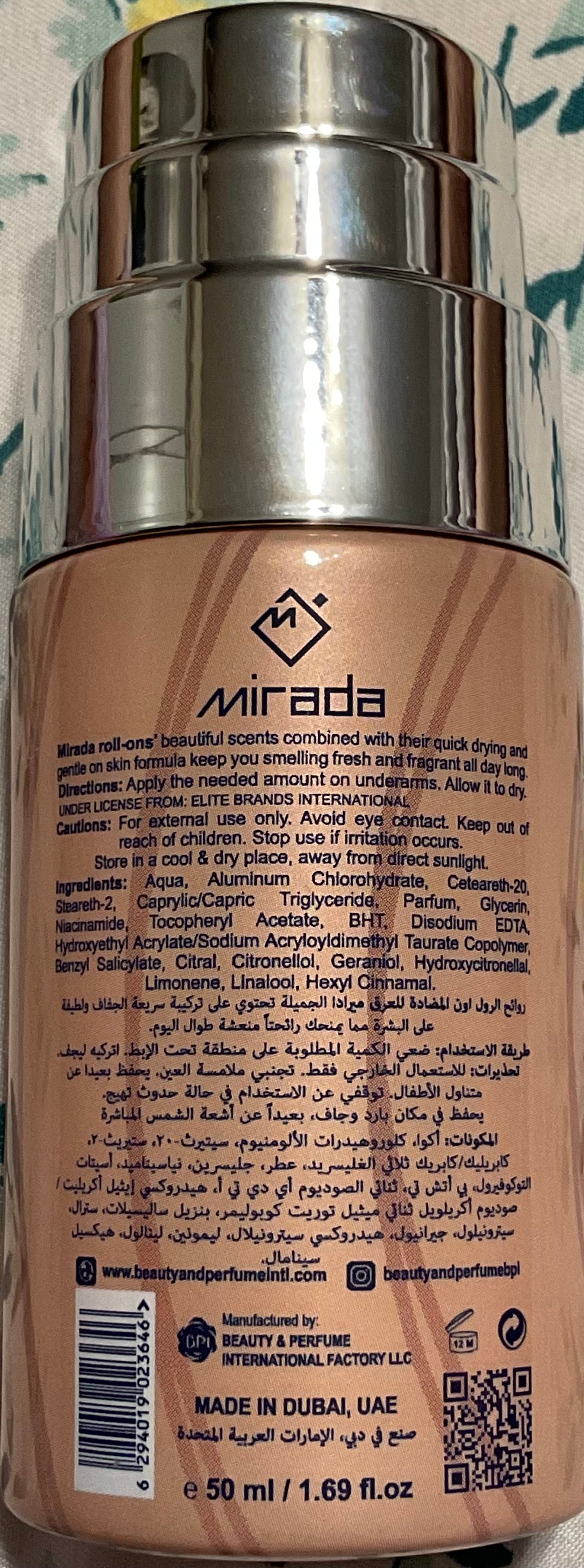 Perla Mirada Roll on desodorant 50ml Made in UAE
