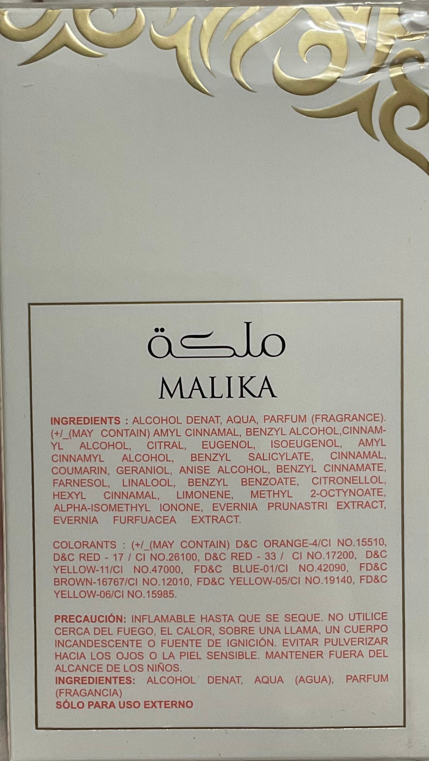 Malika Emper Eau de Parfum 3.4oz Made in UAE