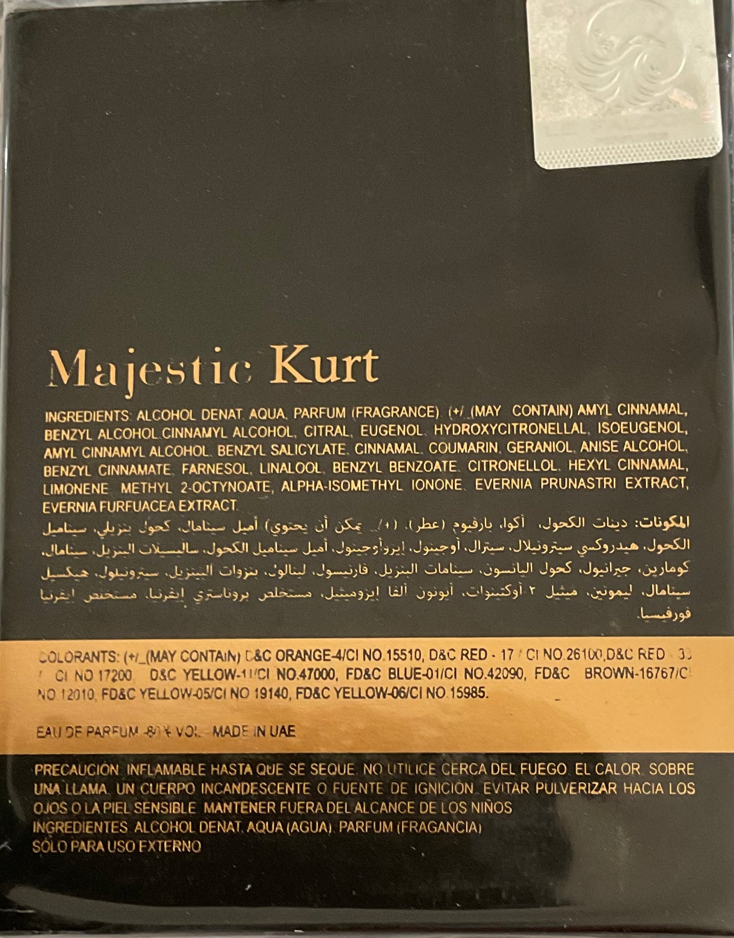 Majestic Kurt Le Falcone Eau de Parfum 3.4oz Made in UAE