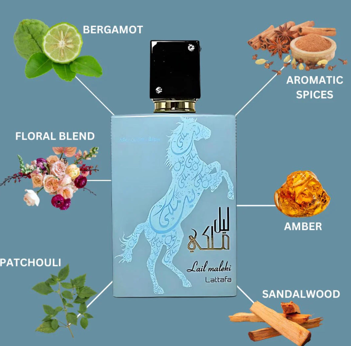 Lail Maleki Moroccan Blue Lattafa Eau de Parfum 3.4oz Made in UAE