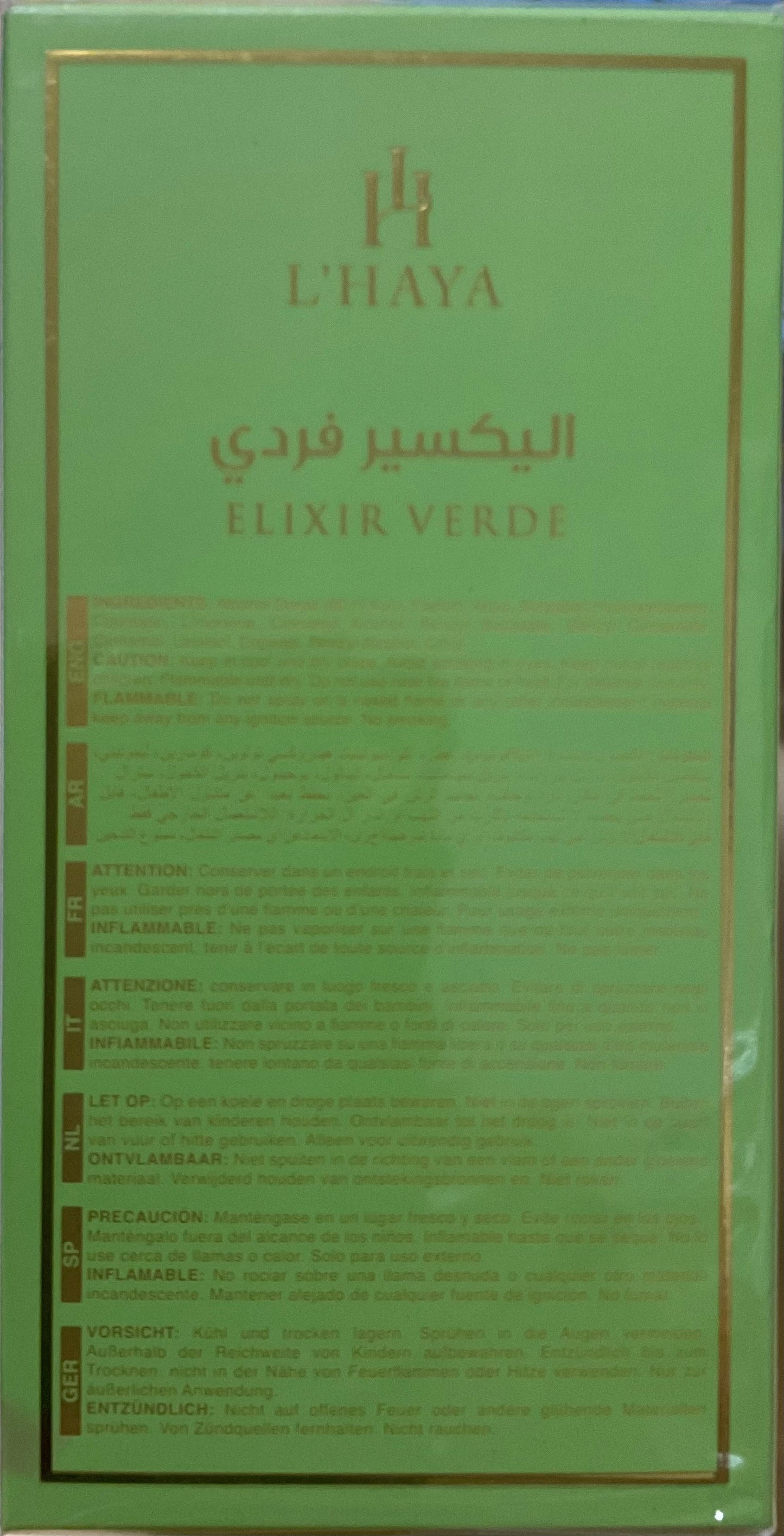 Elixir Verde L’Haya Extrait de Parfum 3.4oz Made in UAE