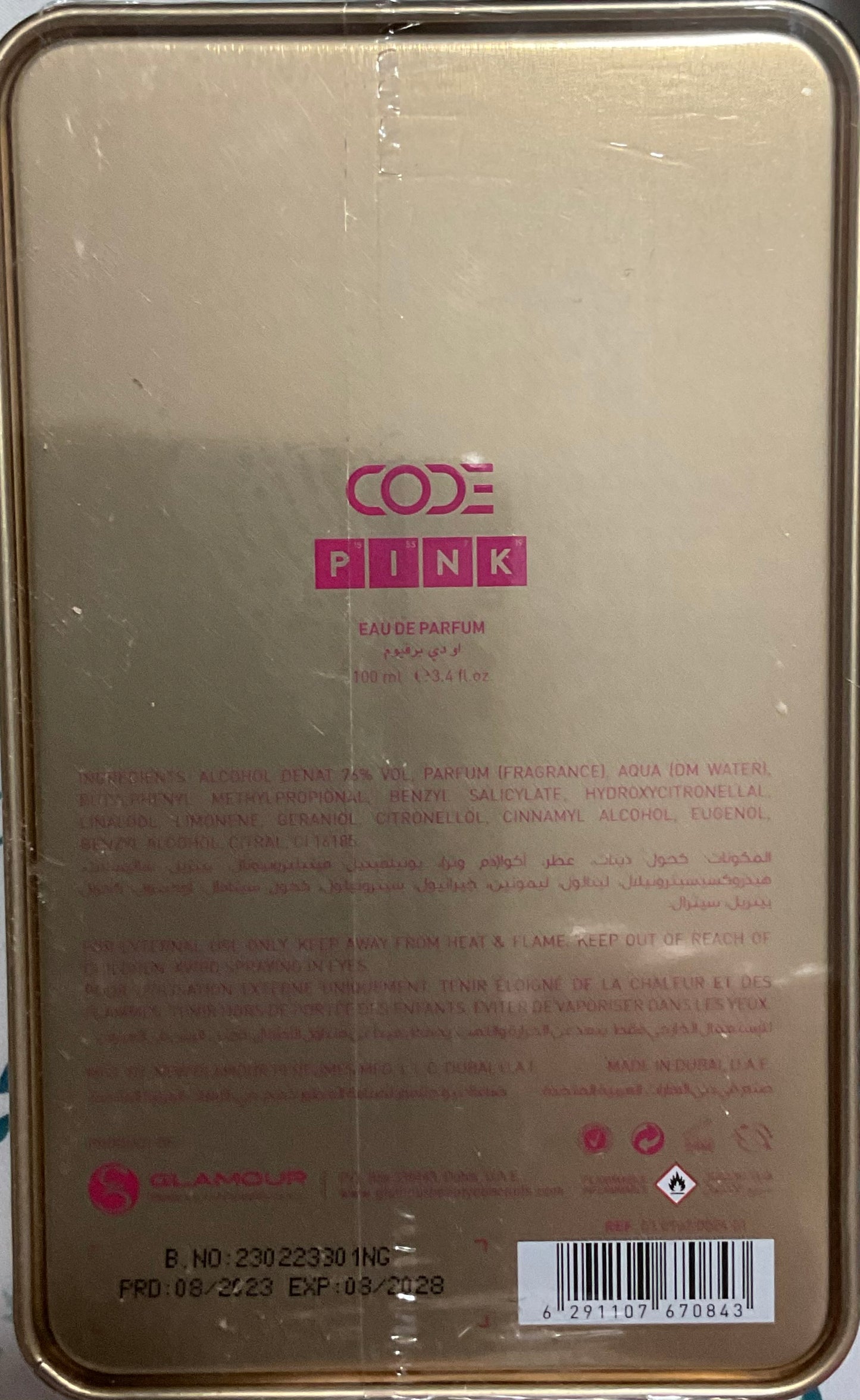 Pink Code Fascino Eau de Parfum 3.4oz Made in UAE