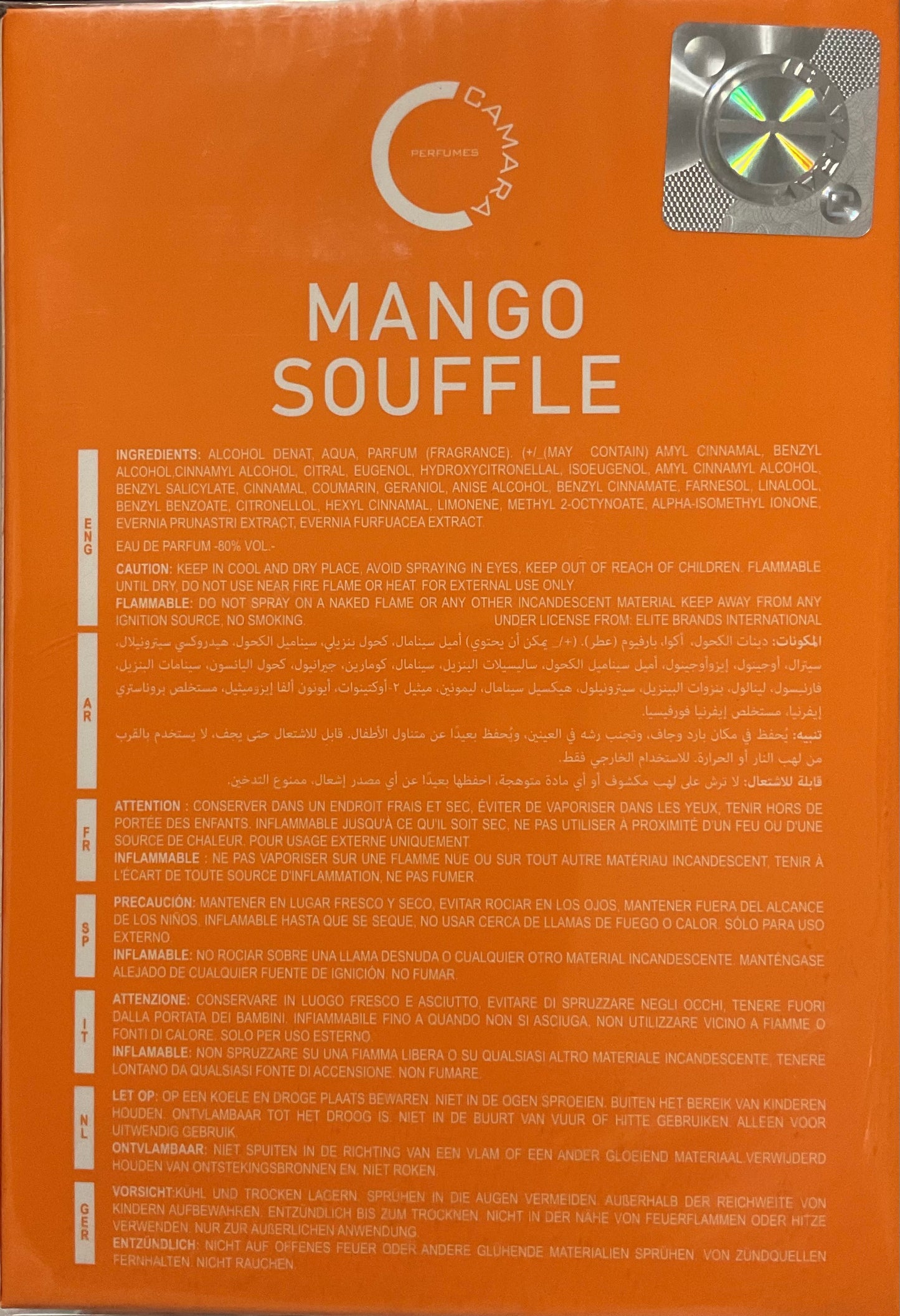 Mango Souffle Camara Eau de Parfum 3.4oz Made in UAE