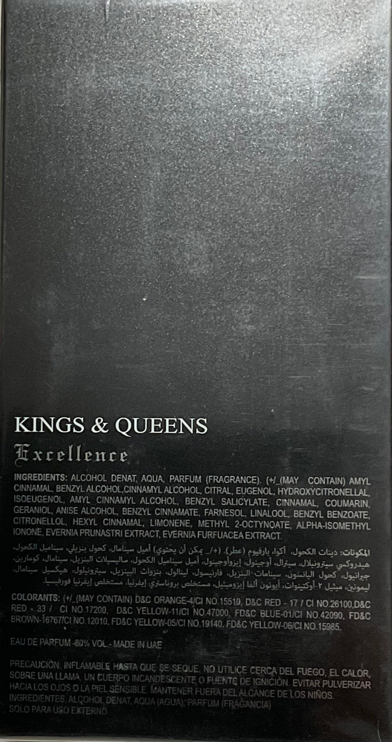 Kings & Queens Excellence Eau de Parfum 3.4oz Made in UAE