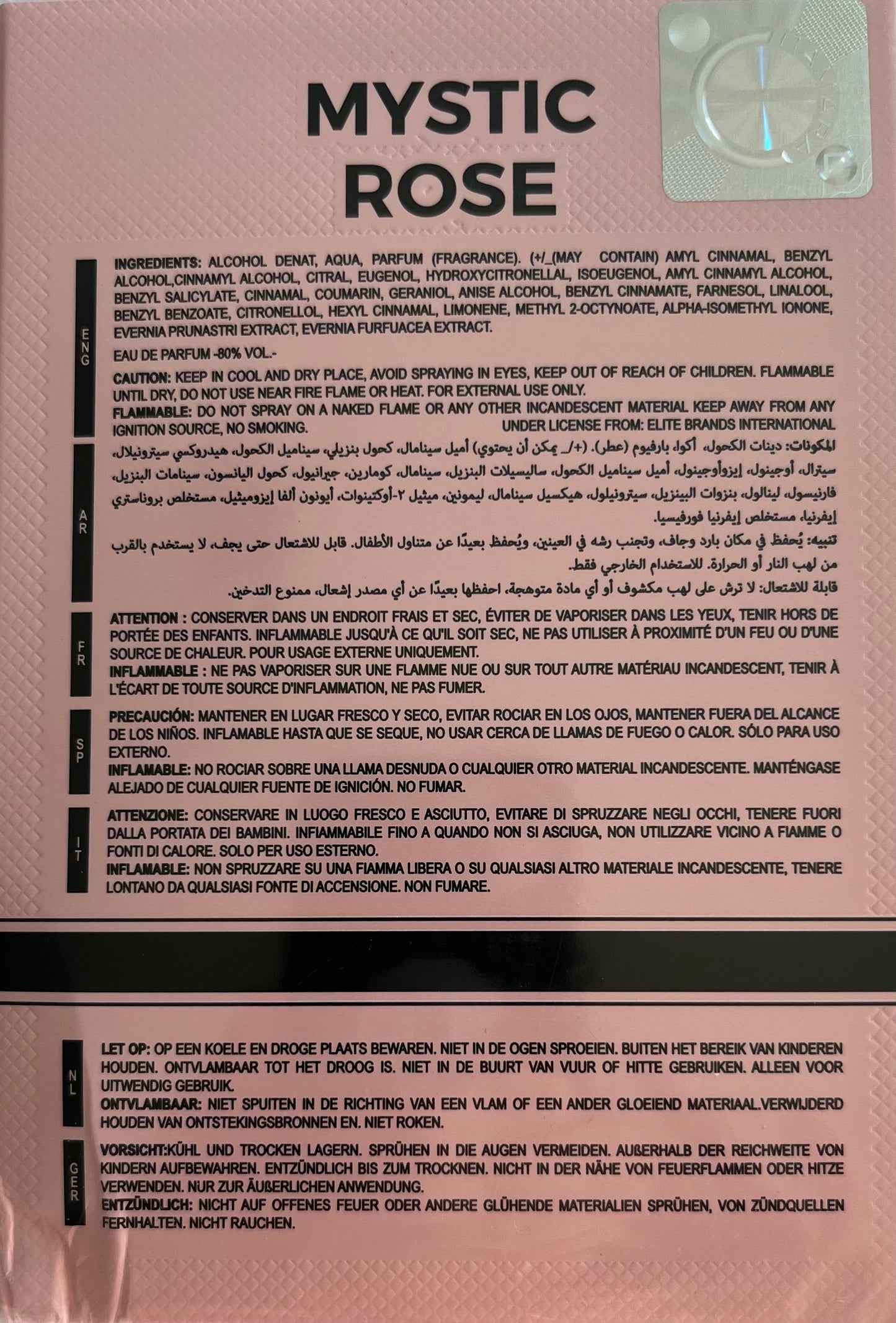 Mystic Rose Camara Eau de Parfum 3.4oz Made in UAE