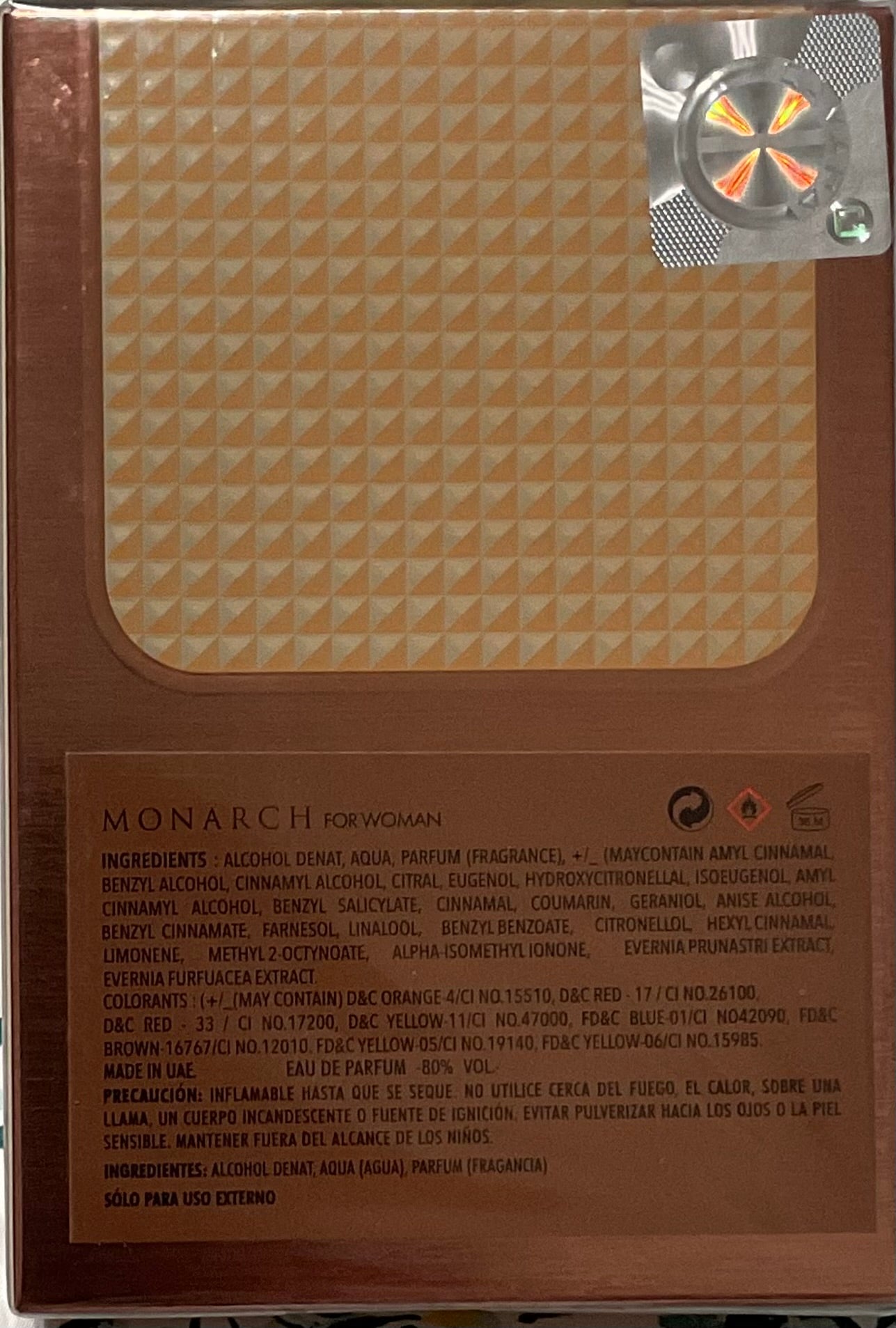 Monarch Pour Femme Camara Eau de Parfum 3.4oz Made in UAE