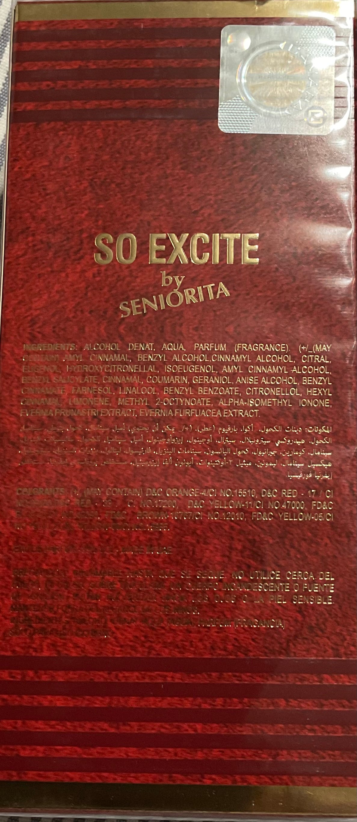 So Excite By Seniorita Camara Eau de Parfum 3.4oz Made in UAE