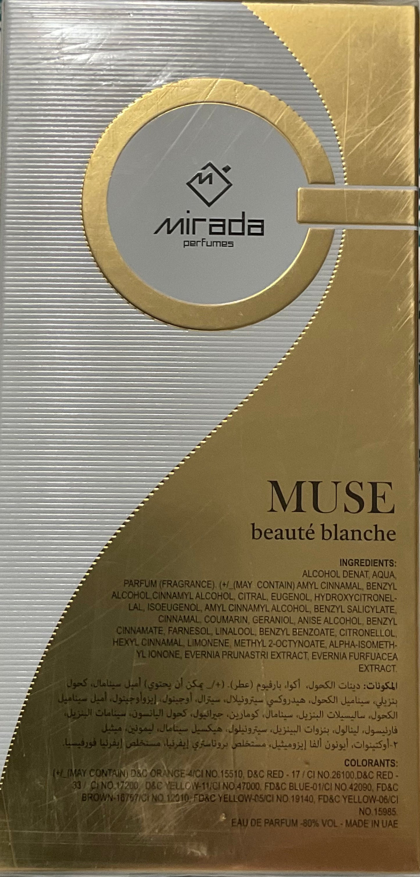 Muse Beaute Blanche Mirada Eau de Parfum 3.4oz Made in UAE