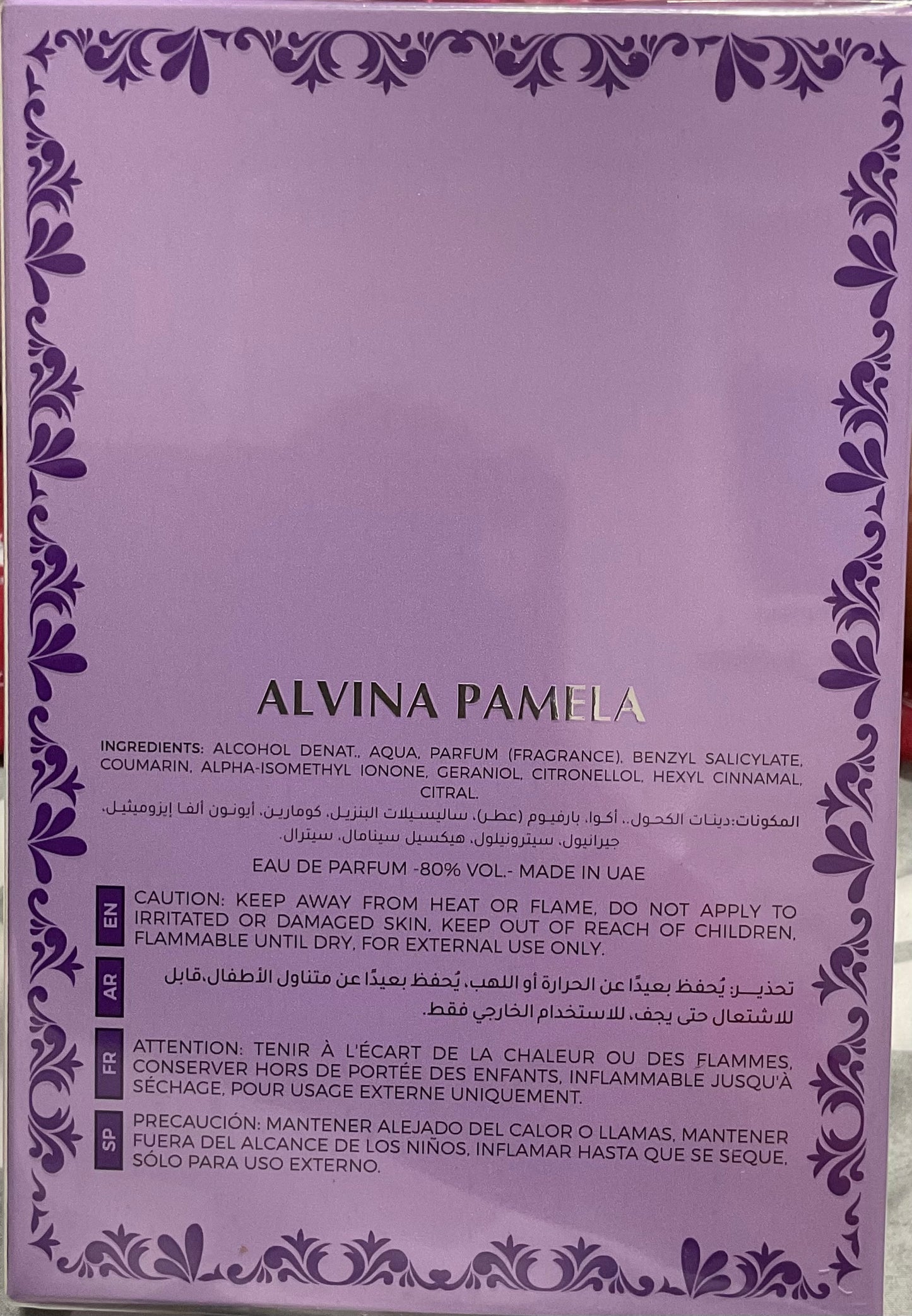Alvina Pamela Milestone Eau de Parfum 3.4oz Made in UAE