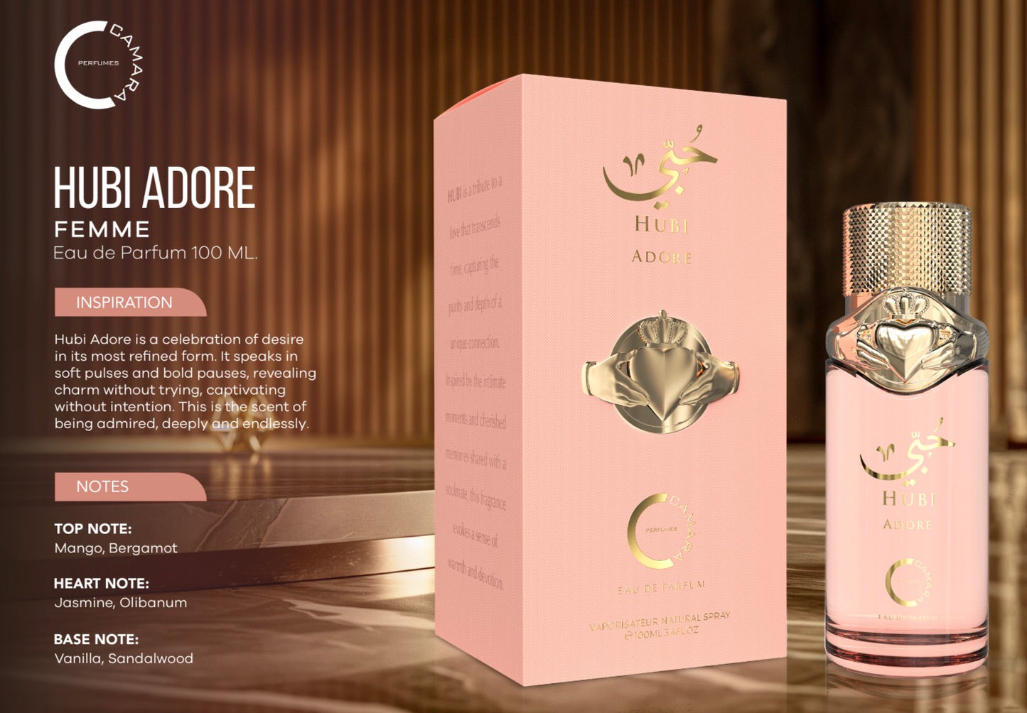 Hubi Adore Camara Eau de Parfum 3.4oz Made in UAE