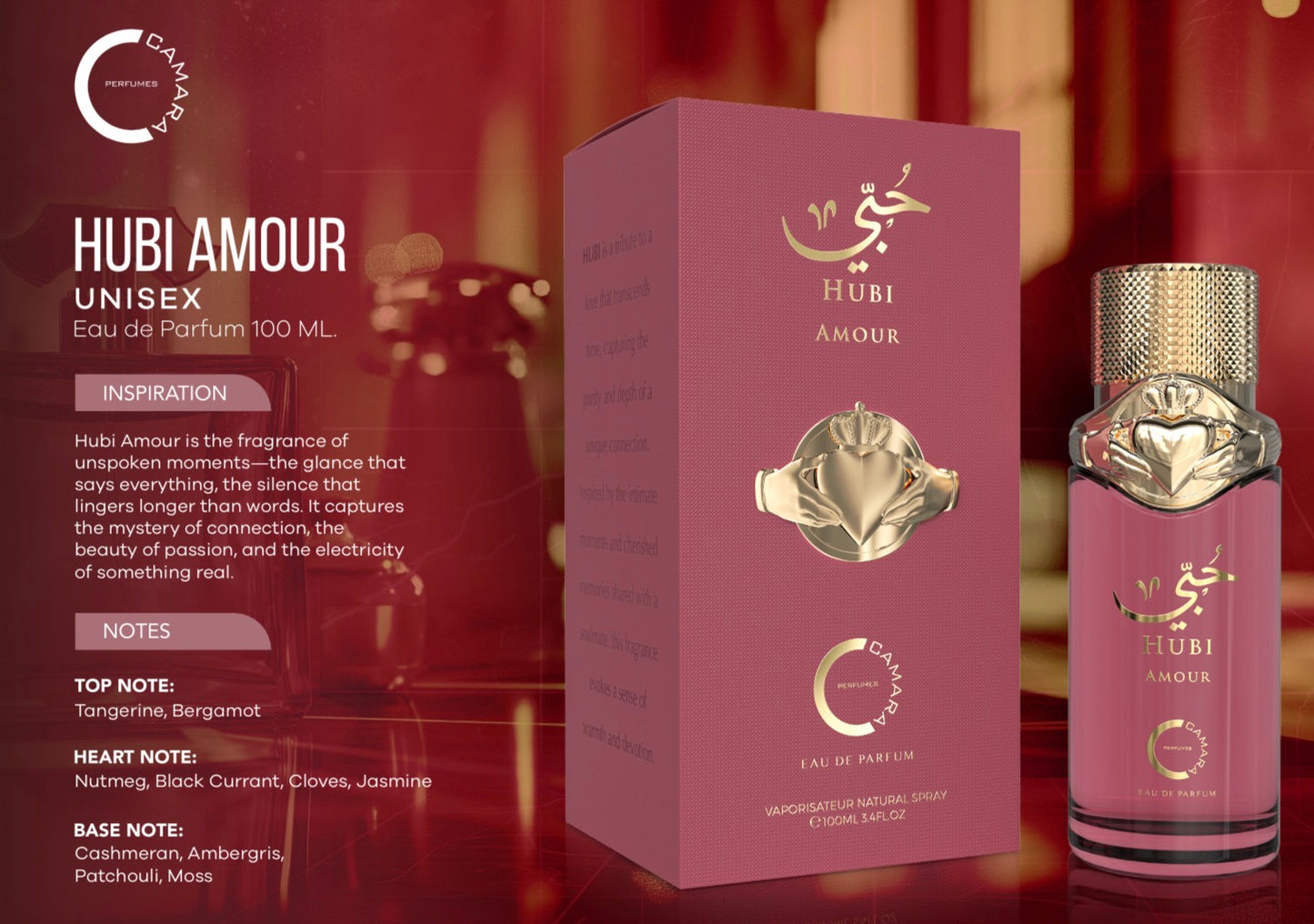 Hubi Amour Camara Eau de Parfum 3.4oz Made in UAE