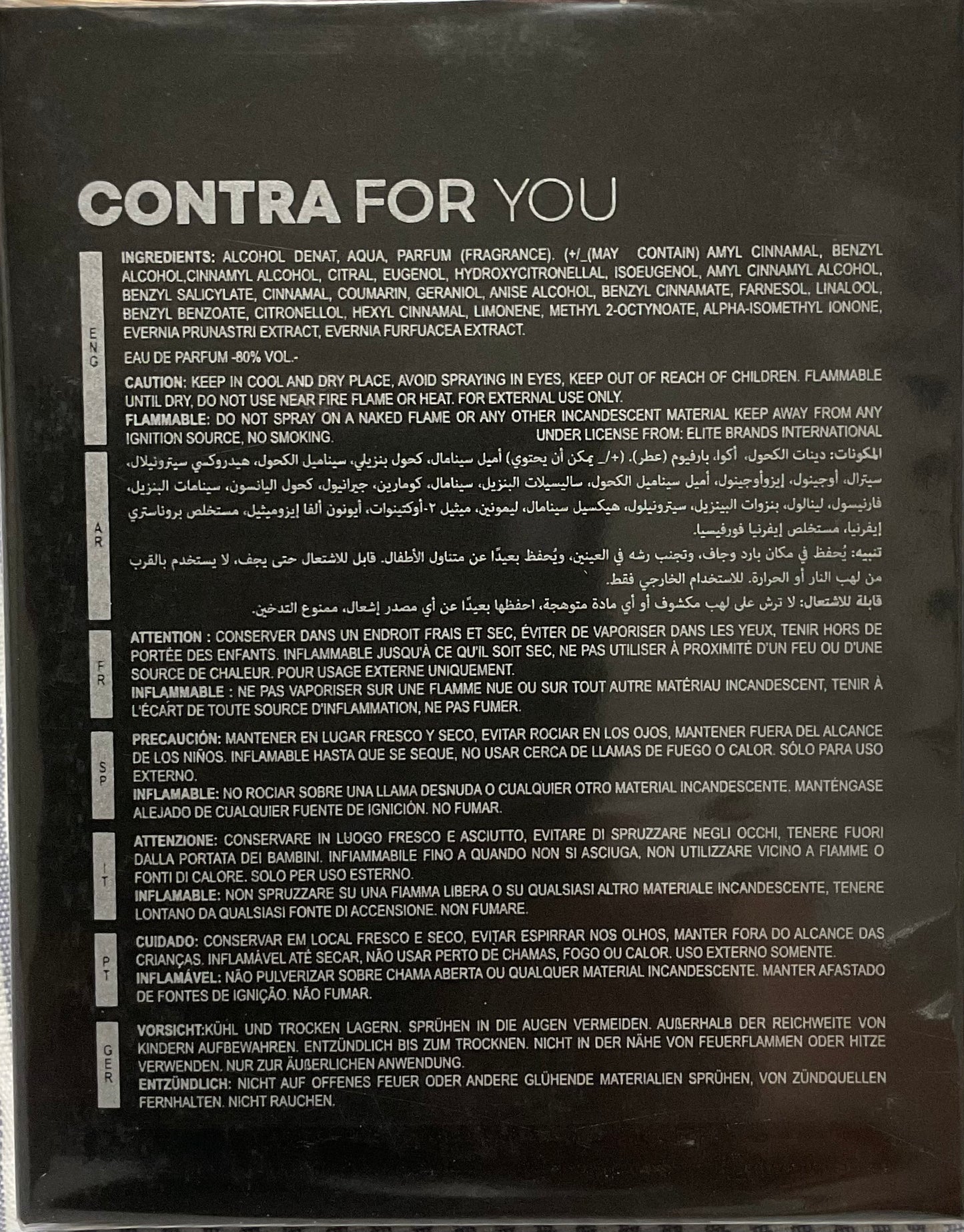 Contra For You Camara Eau de Parfum 3.4oz Made in UAE