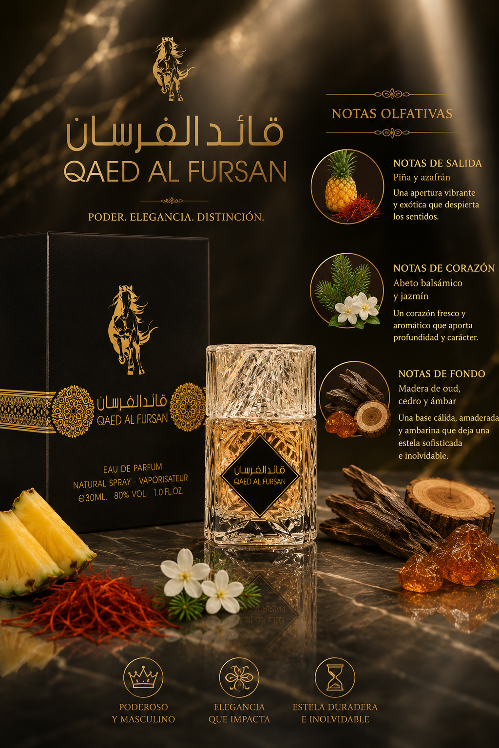 Qaed Al Fursan Eau de Parfum 1.0oz Made in UAE