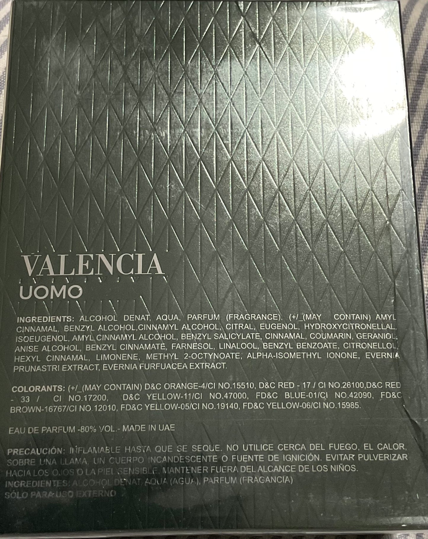 Valencia Uomo Intense Milestone Eau de Parfum 3.4oz Made in UAE