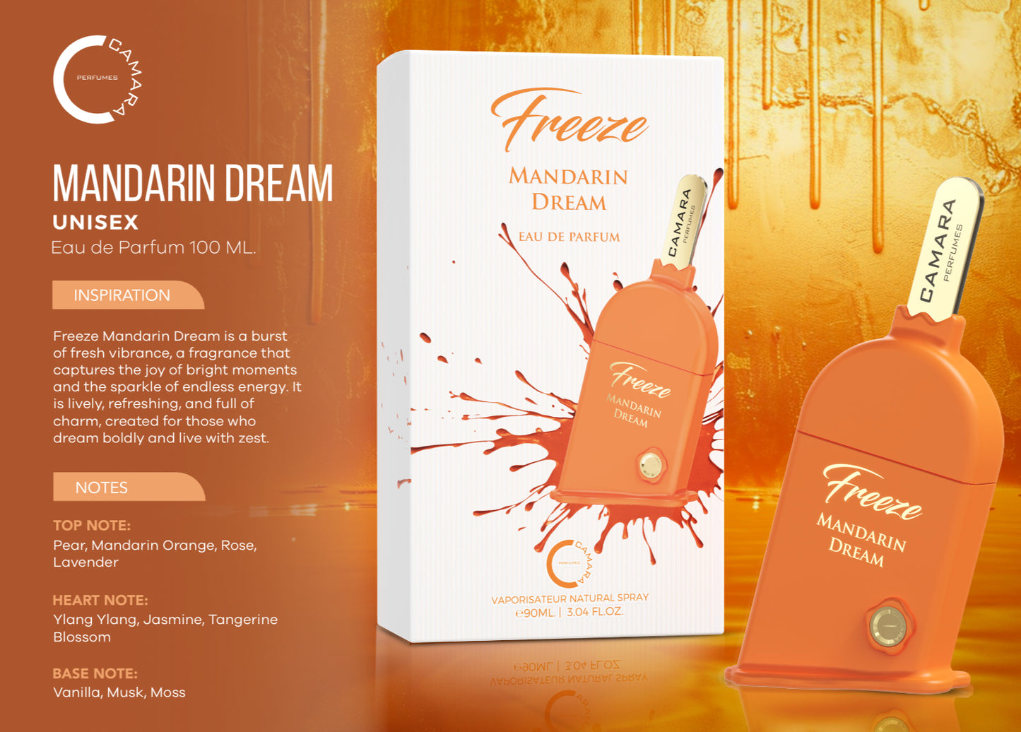 Freeze Mandarin Dream Camara Eau de Parfum 3.4oz made in UAE