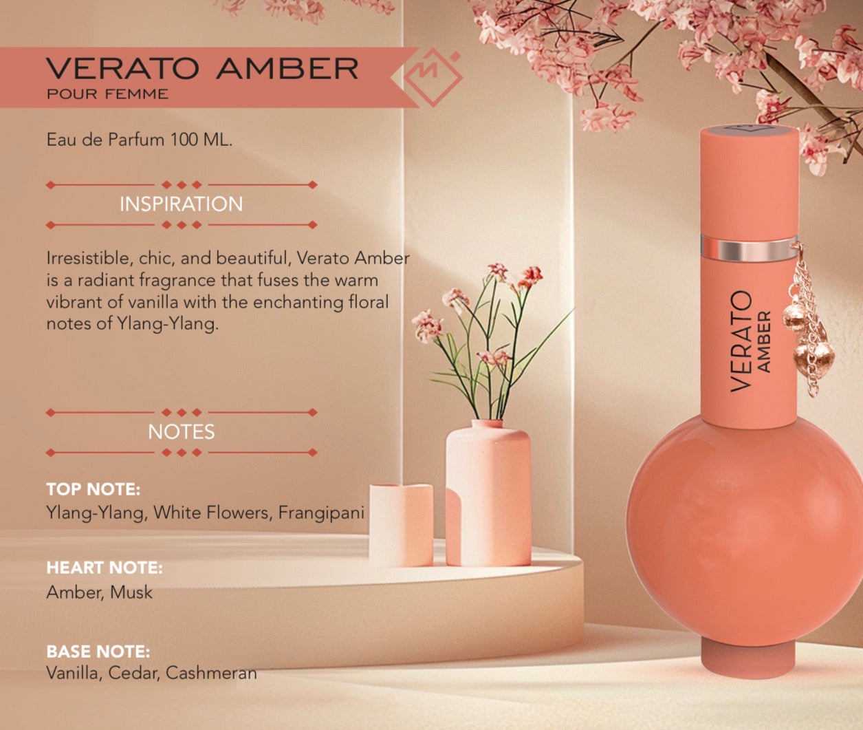 Verato Amber Mirada Eau de Parfum 3.4oz Made in UAE