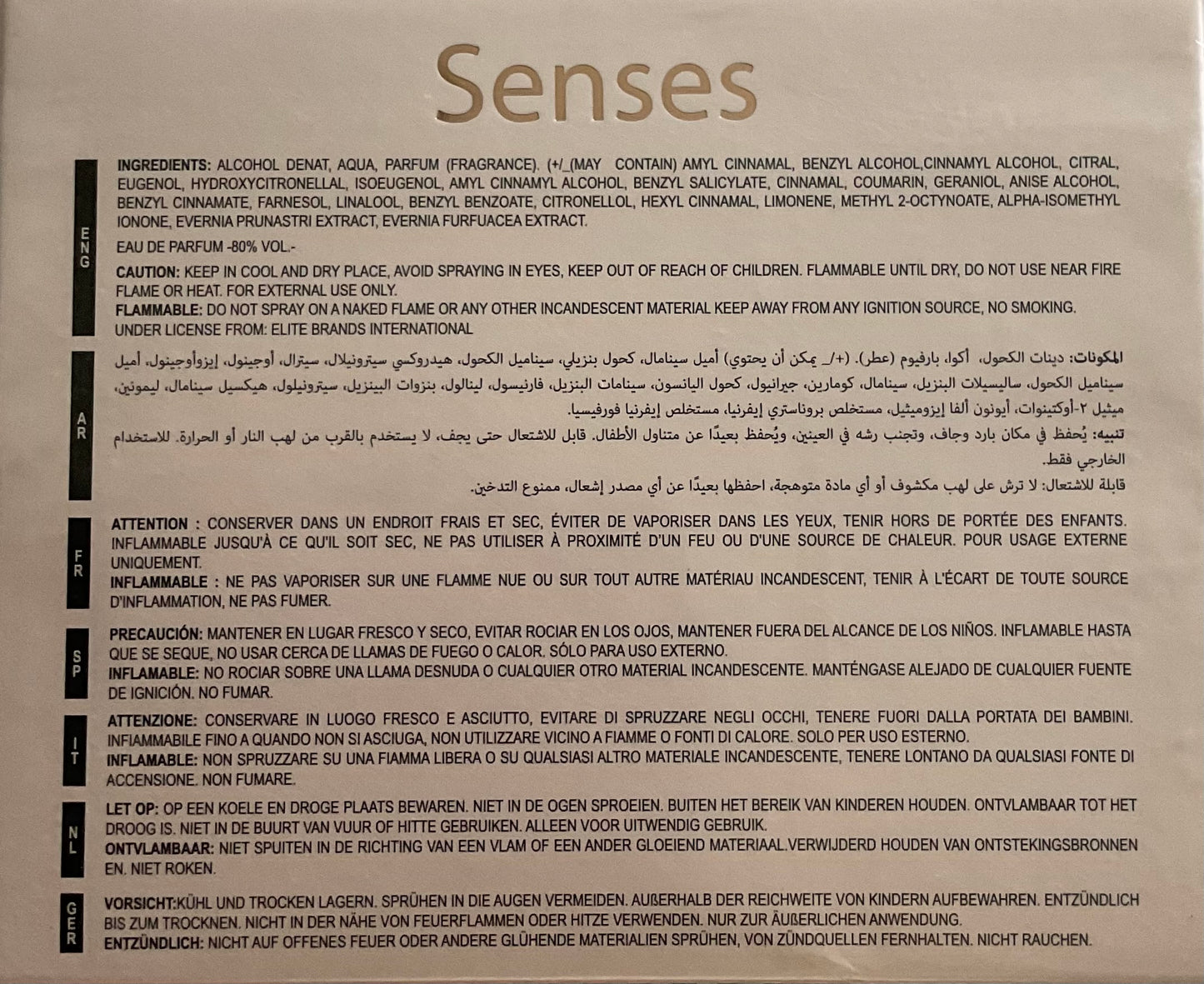 Senses Pour Femme Mirada Eau de Parfum 3.0oz Made in UAE