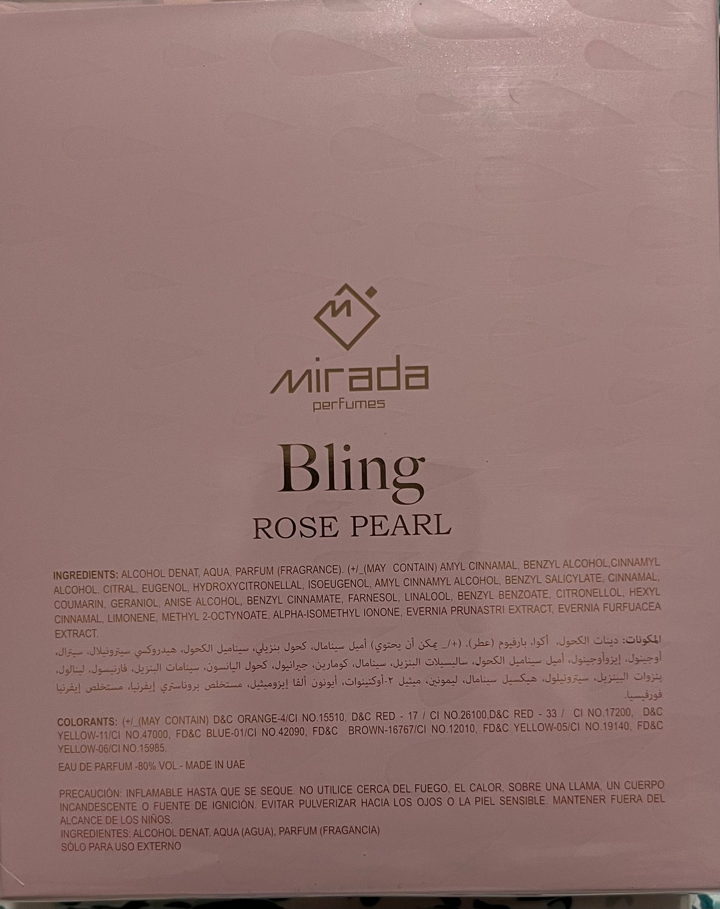 Bling Rose Pearl Mirada Eau de Parfum 3.4oz Made in UAE