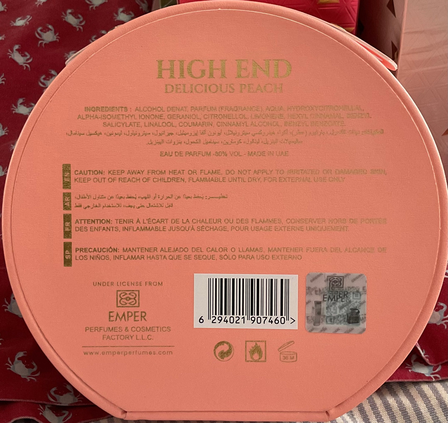 High End Delicious Peach Emper Eau de Parfum 3.4oz Made in UAE